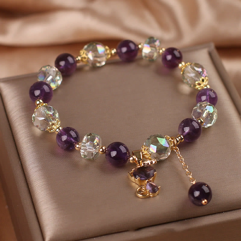 Buddha Stones Amethyst White Crystal Fox Meditation Bracelet - image 3