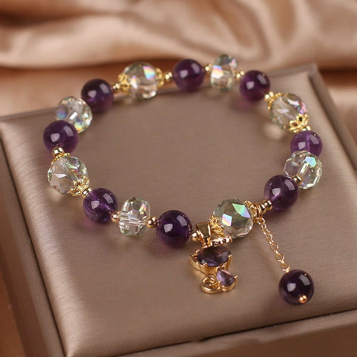 Buddha Stones Amethyst White Crystal Fox Meditation Bracelet - image 3