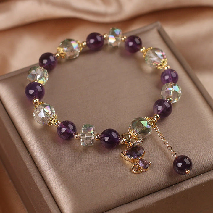 Buddha Stones Amethyst White Crystal Fox Meditation Bracelet - image 4