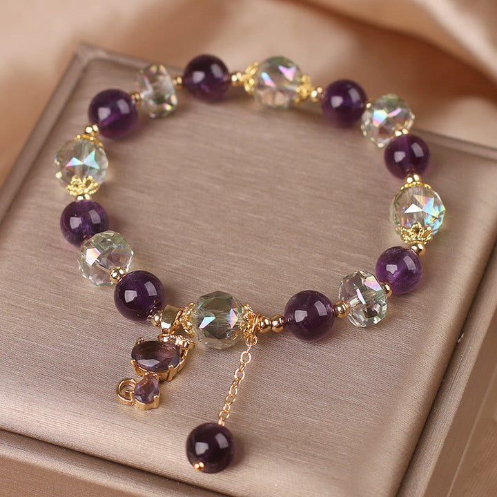 Buddha Stones Amethyst White Crystal Fox Meditation Bracelet - image 8