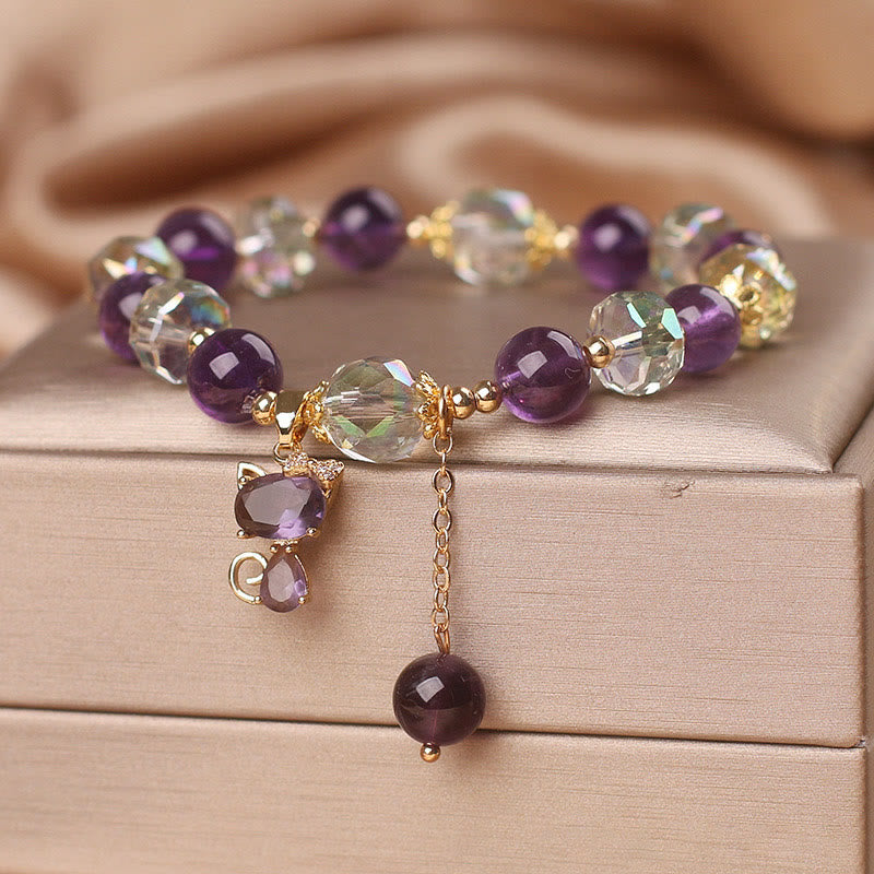 Buddha Stones Amethyst White Crystal Fox Meditation Bracelet - image 7