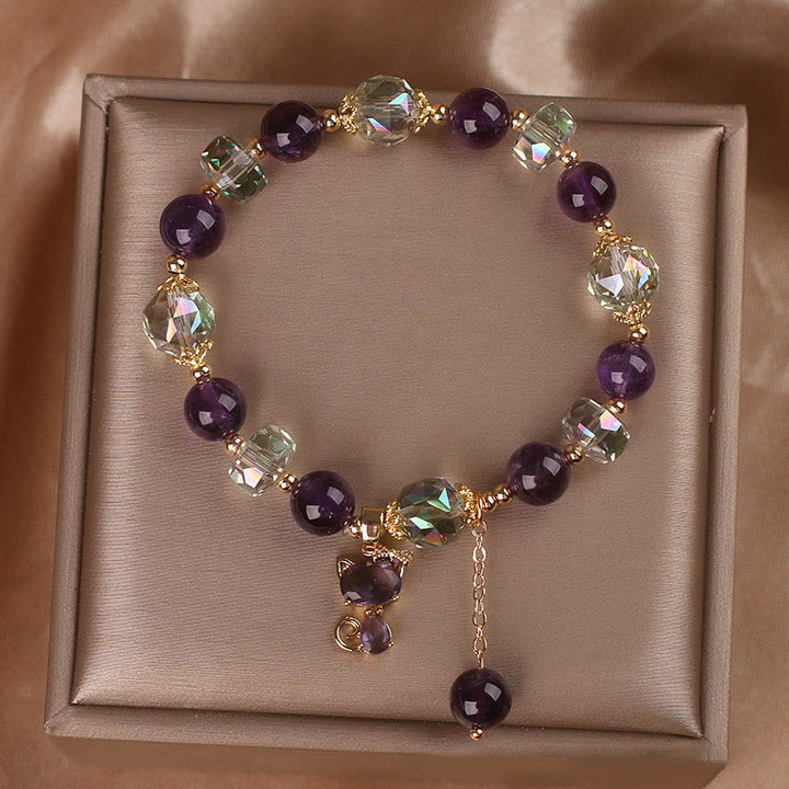 Buddha Stones Amethyst White Crystal Fox Meditation Bracelet - image 9