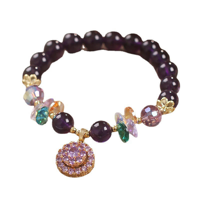 Buddha Stones Amethyst Green Crystal Citrine White Crystal Spiritual Awareness Bracelet - image 11