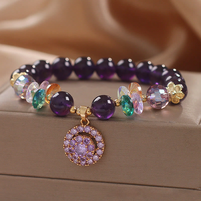 Buddha Stones Amethyst Green Crystal Citrine White Crystal Spiritual Awareness Bracelet - image 9