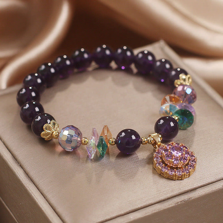 Buddha Stones Amethyst Green Crystal Citrine White Crystal Spiritual Awareness Bracelet - image 3