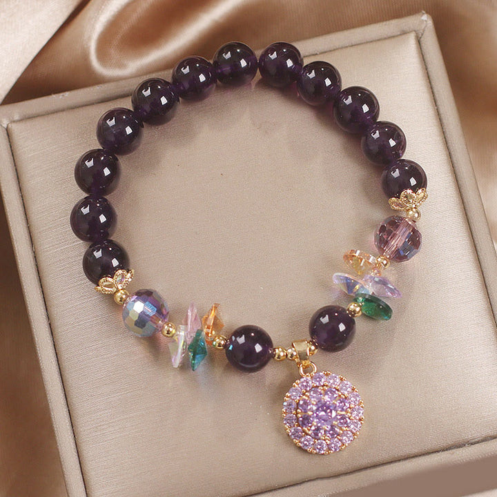 Buddha Stones Amethyst Green Crystal Citrine White Crystal Spiritual Awareness Bracelet - image 10
