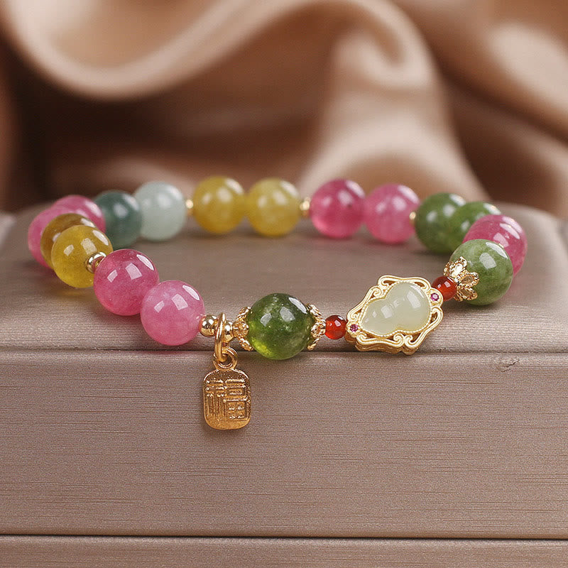 Buddha Stones Tourmaline Fu Character Love Bracelet - Tourmaline(Wrist Circumference: 14-16cm) - image 0