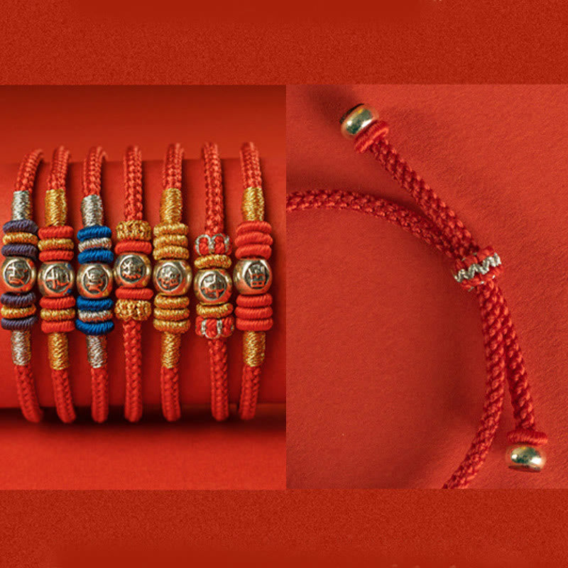 Buddha Stones Red String Chinese Characters Protection Bracelet - image 22