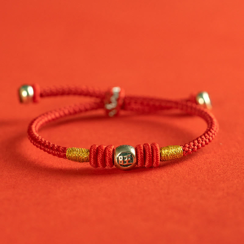 Buddha Stones Red String Chinese Characters Protection Bracelet - 925 Sterling Silver-Wang - 18-19cm - image 8