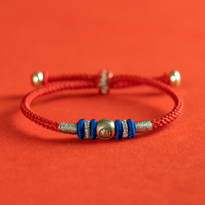 Buddha Stones Red String Chinese Characters Protection Bracelet - 925 Sterling Silver-Shun - 18-19cm - image 4