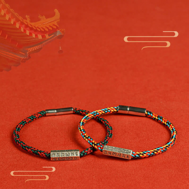 Buddha Stones Red String Black String Six True Words 925 Sterling Silver Luck Bracelet - image 15