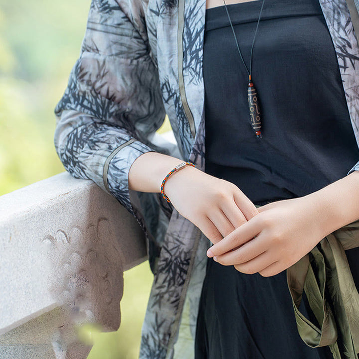 Buddha Stones Red String Black String Six True Words 925 Sterling Silver Luck Bracelet - image 9