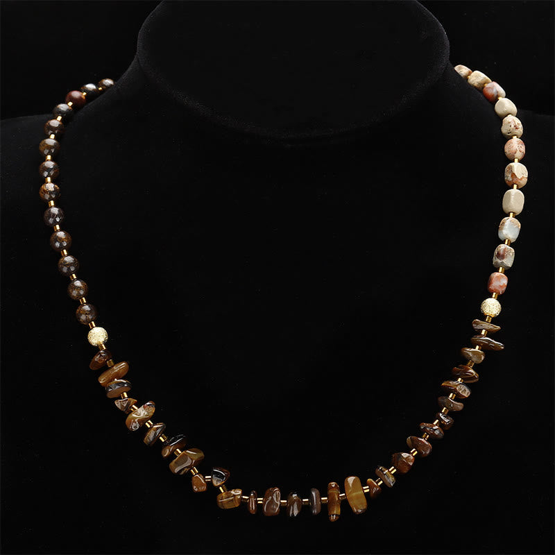 Buddha Stones Bronzite Emperor Stone Tiger Eye Determination Triple Wrap Bracelet - image 9