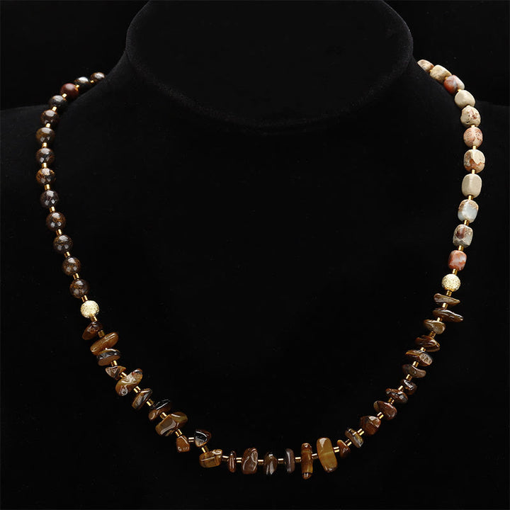 Buddha Stones Bronzite Emperor Stone Tiger Eye Determination Triple Wrap Bracelet - image 9