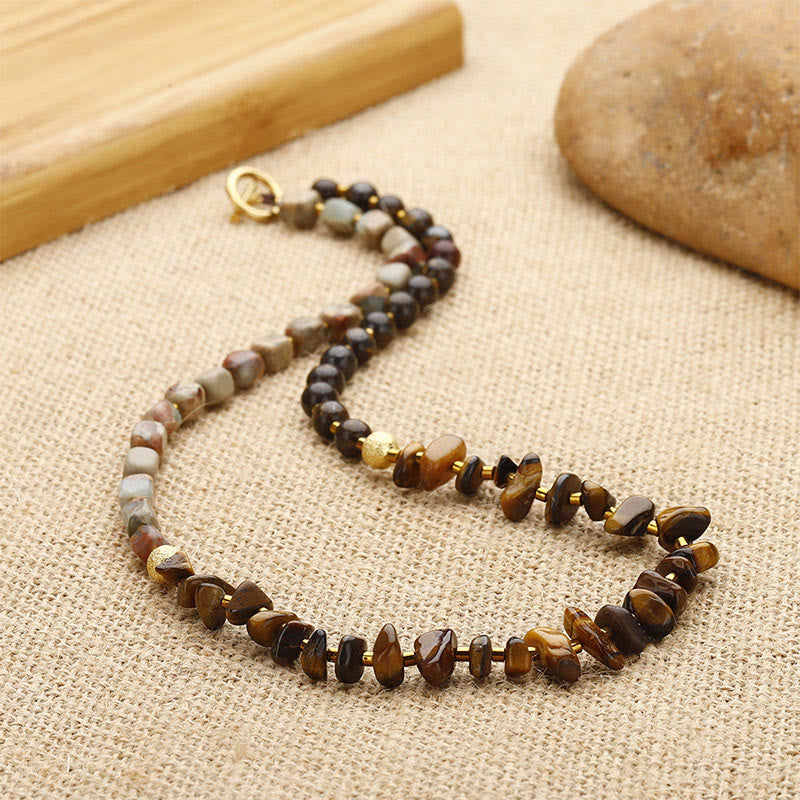 Buddha Stones Bronzite Emperor Stone Tiger Eye Determination Triple Wrap Bracelet - image 2