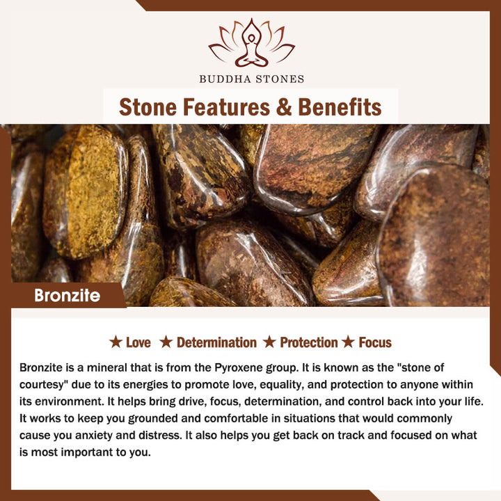 Buddha Stones Bronzite Emperor Stone Tiger Eye Determination Triple Wrap Bracelet - image 6