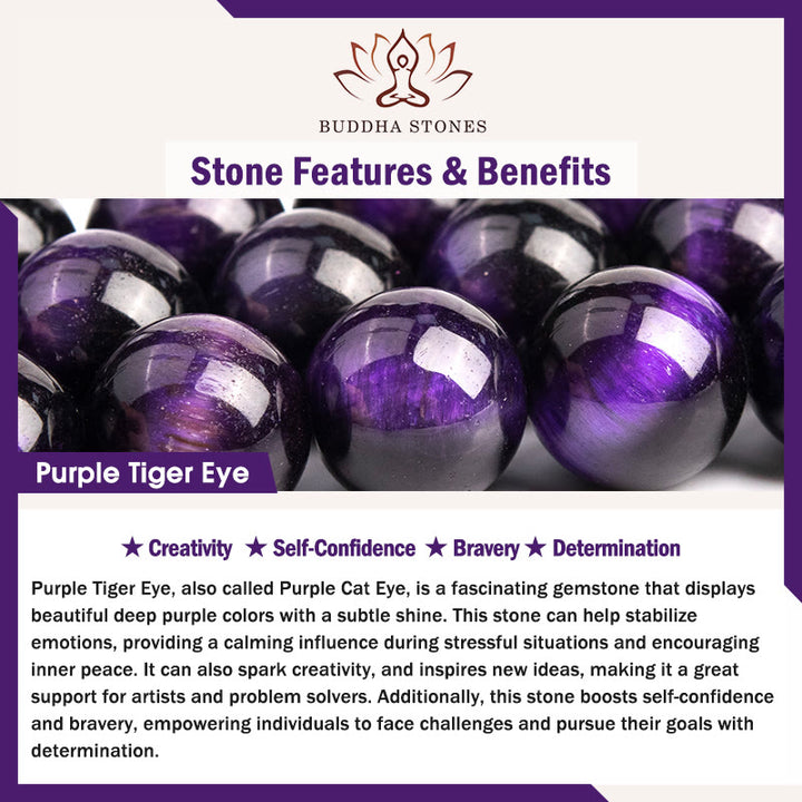 Buddha Stones Purple Tiger Eye White Crystal Amethyst Jade Bravery Bracelet - image 5