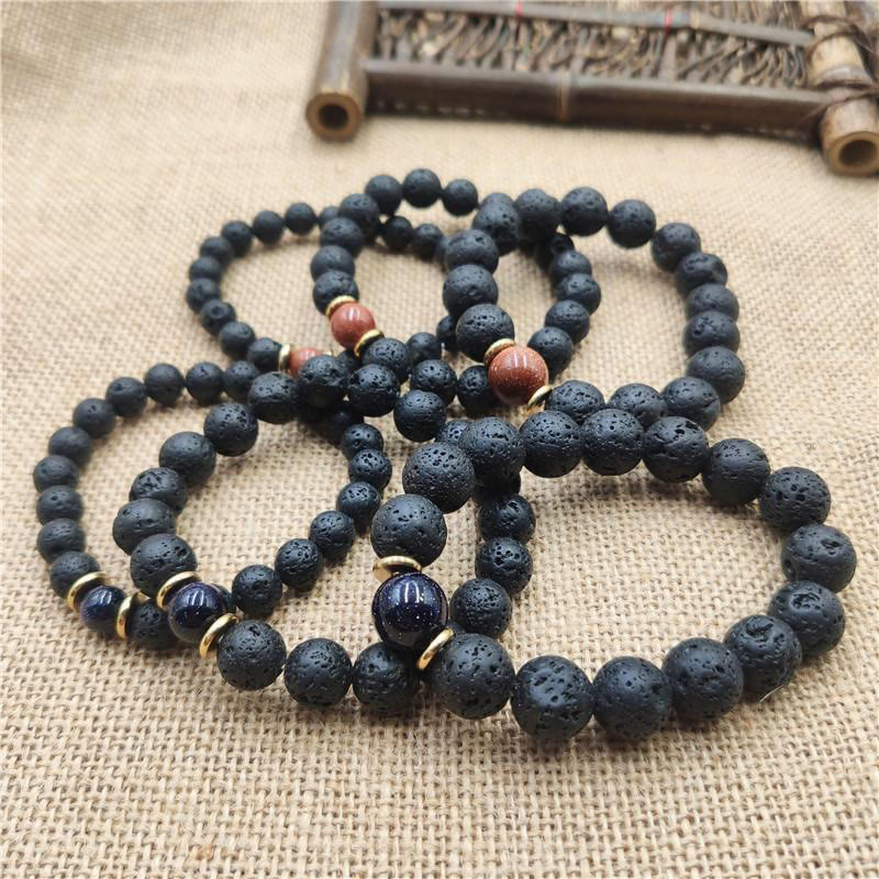 Buddha Stones Lava Rock Goldstone Blue Sandstone Healing Bracelet - image 15
