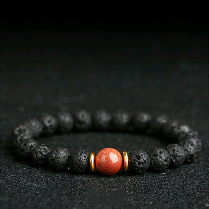 Buddha Stones Lava Rock Goldstone Blue Sandstone Healing Bracelet - image 7