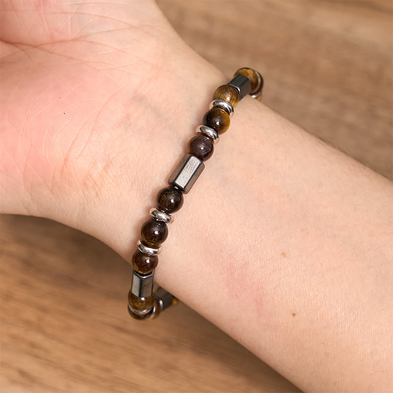 Buddha Stones Tiger Eye Hematite Strength Buckle Chain Bracelet - image 4