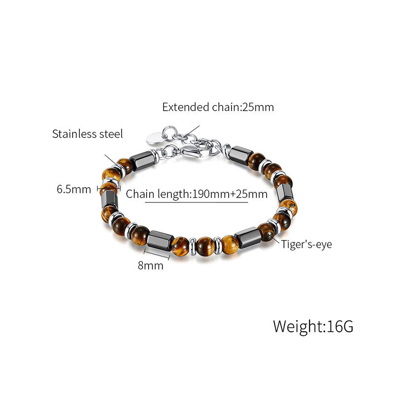 Buddha Stones Tiger Eye Hematite Strength Buckle Chain Bracelet - image 7