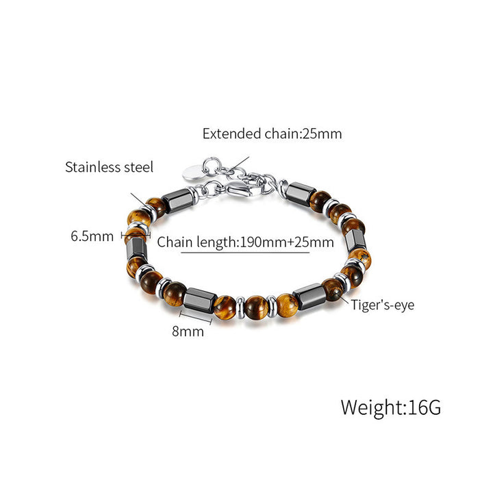 Buddha Stones Tiger Eye Hematite Strength Buckle Chain Bracelet - image 7