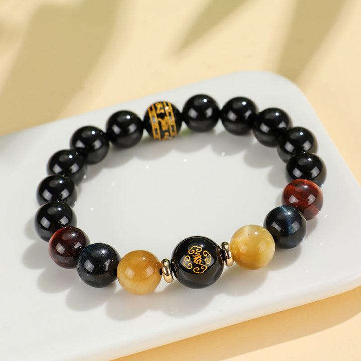 Buddha Stones Black Onyx Tiger Eye Om Mani Padme Hum Chinese Zodiac Natal Buddha Support Bracelet - image 20