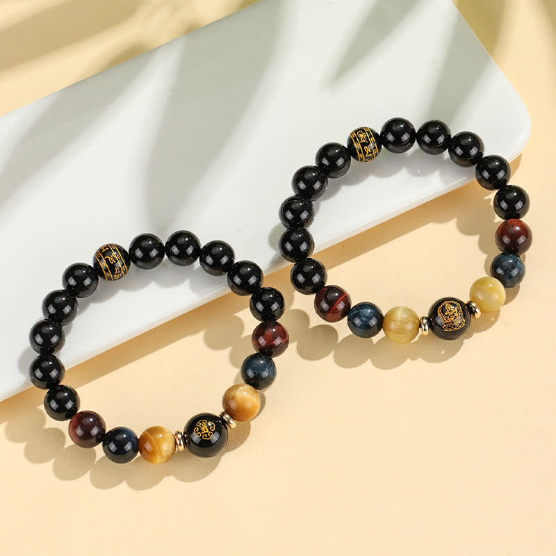 Buddha Stones Black Onyx Tiger Eye Om Mani Padme Hum Chinese Zodiac Natal Buddha Support Bracelet - image 25