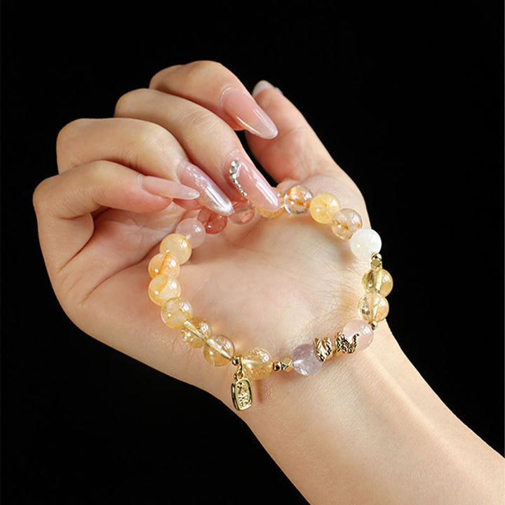 Buddha Stones Various Crystal Pink Crystal Amethyst Year Of The Snake Lucky Bracelet - image 9