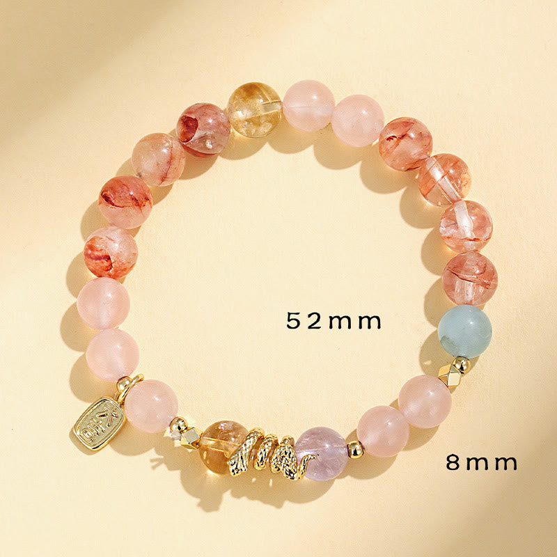 Buddha Stones Various Crystal Pink Crystal Amethyst Year Of The Snake Lucky Bracelet - image 14