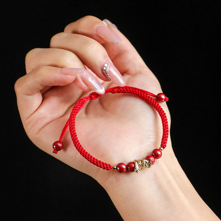 Buddha Stones Cinnabar Handmade Year Of Snake String Protection Braided Bracelet - image 0