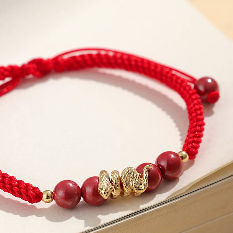 Buddha Stones Cinnabar Handmade Year Of Snake String Protection Braided Bracelet - image 2