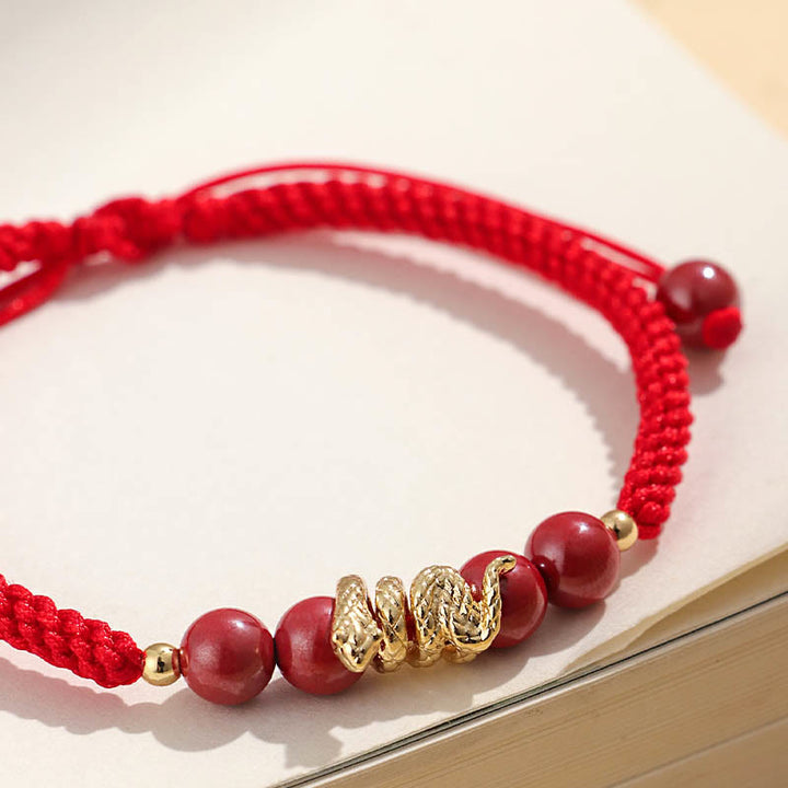 Buddha Stones Cinnabar Handmade Year Of Snake String Protection Braided Bracelet - image 2