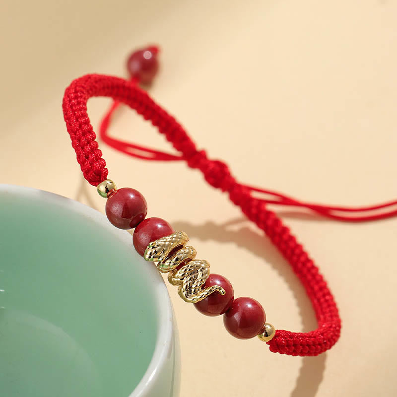 Buddha Stones Cinnabar Handmade Year Of Snake String Protection Braided Bracelet - image 3