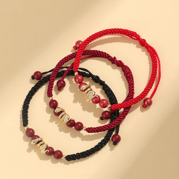 Buddha Stones Cinnabar Handmade Year Of Snake String Protection Braided Bracelet - image 4