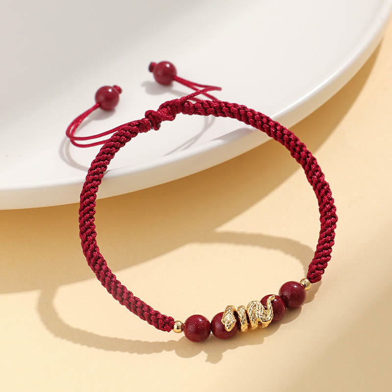 Buddha Stones Cinnabar Handmade Year Of Snake String Protection Braided Bracelet - image 8