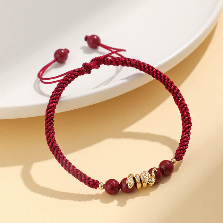 Buddha Stones Cinnabar Handmade Year Of Snake String Protection Braided Bracelet - image 8