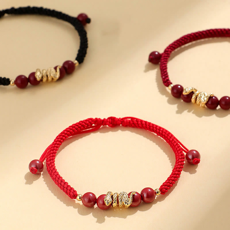 Buddha Stones Cinnabar Handmade Year Of Snake String Protection Braided Bracelet - image 9