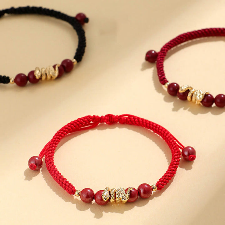 Buddha Stones Cinnabar Handmade Year Of Snake String Protection Braided Bracelet - image 9