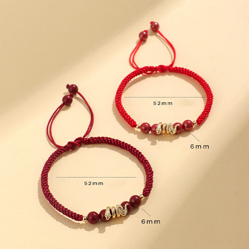 Buddha Stones Cinnabar Handmade Year Of Snake String Protection Braided Bracelet - image 10