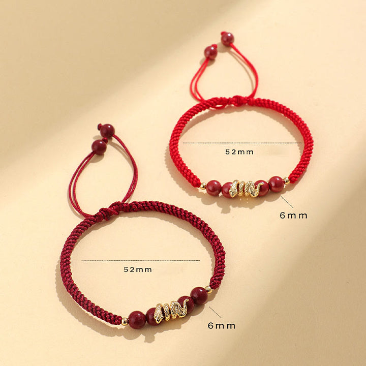 Buddha Stones Cinnabar Handmade Year Of Snake String Protection Braided Bracelet - image 10