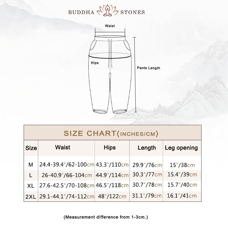 Buddha Stones Solid Color Flower Loose Drawstring Harem Pants With Pockets - image 5