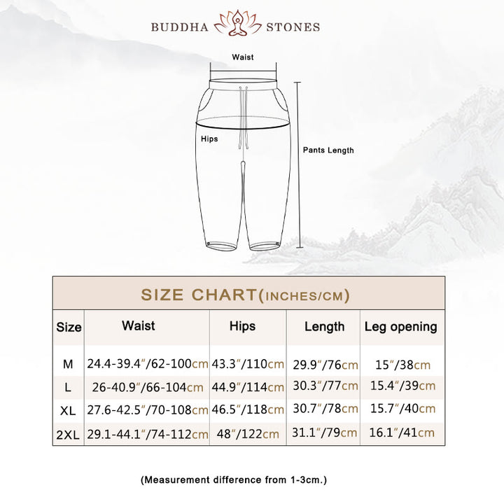 Buddha Stones Solid Color Flower Loose Drawstring Harem Pants With Pockets - image 5