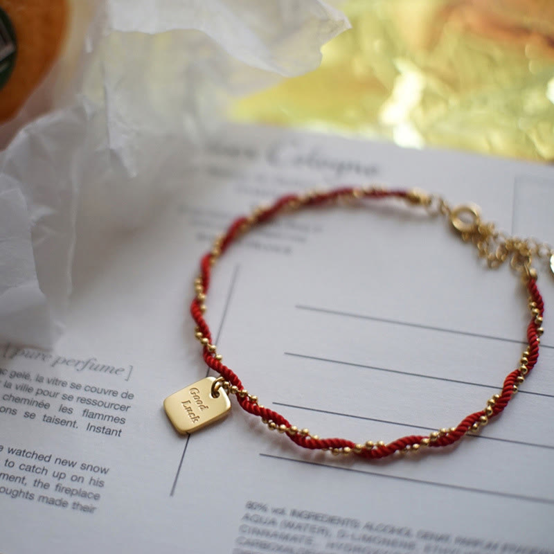 Buddha Stones Red String Gold Plated Copper Good Luck Strength Bracelet - image 3