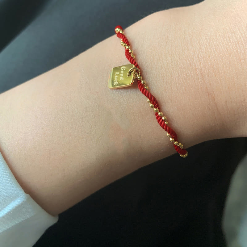 Buddha Stones Red String Gold Plated Copper Good Luck Strength Bracelet - image 12