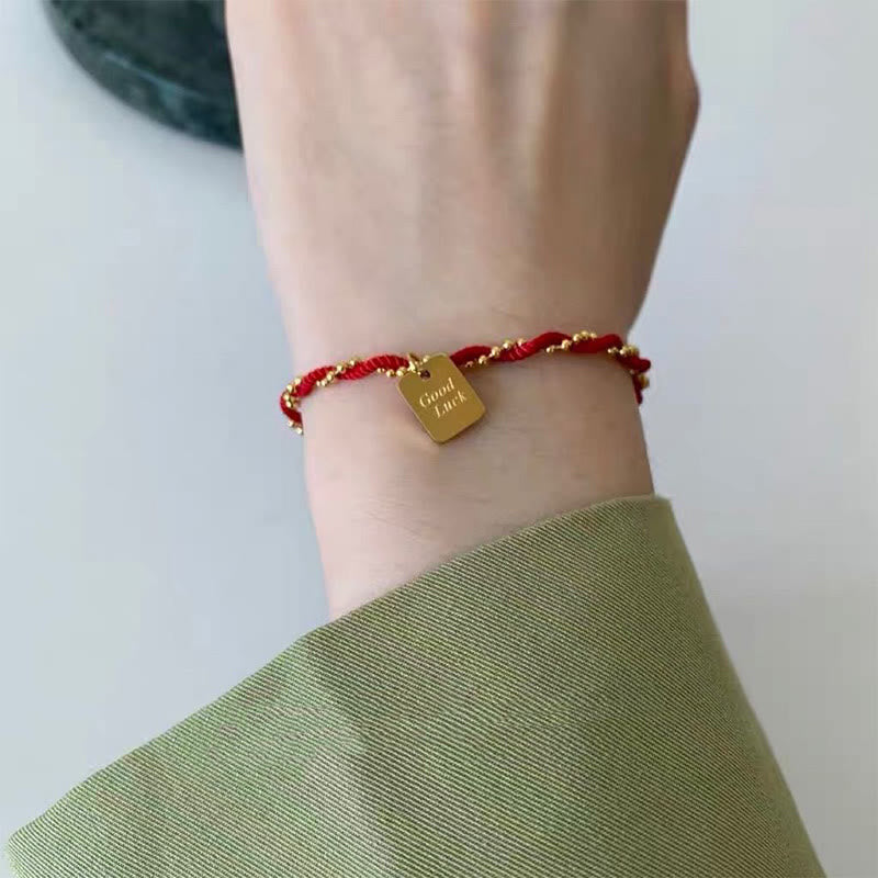 Buddha Stones Red String Gold Plated Copper Good Luck Strength Bracelet - image 17
