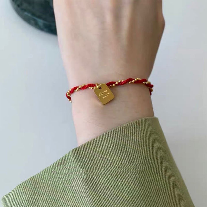 Buddha Stones Red String Gold Plated Copper Good Luck Strength Bracelet - image 17