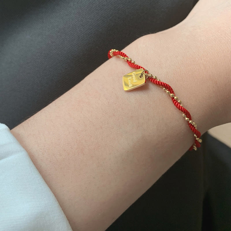 Buddha Stones Red String Gold Plated Copper Good Luck Strength Bracelet - image 18
