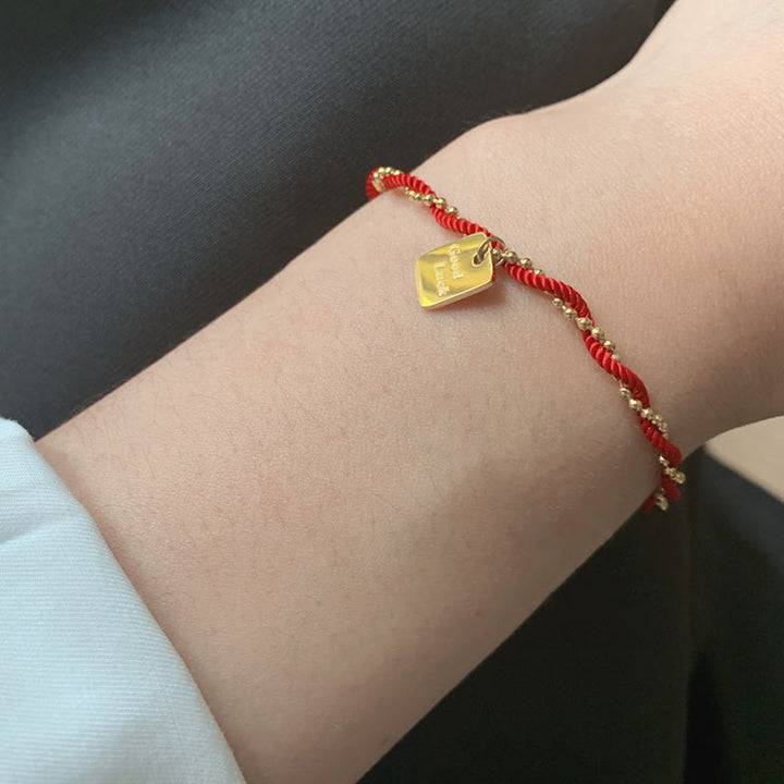 Buddha Stones Red String Gold Plated Copper Good Luck Strength Bracelet - image 18