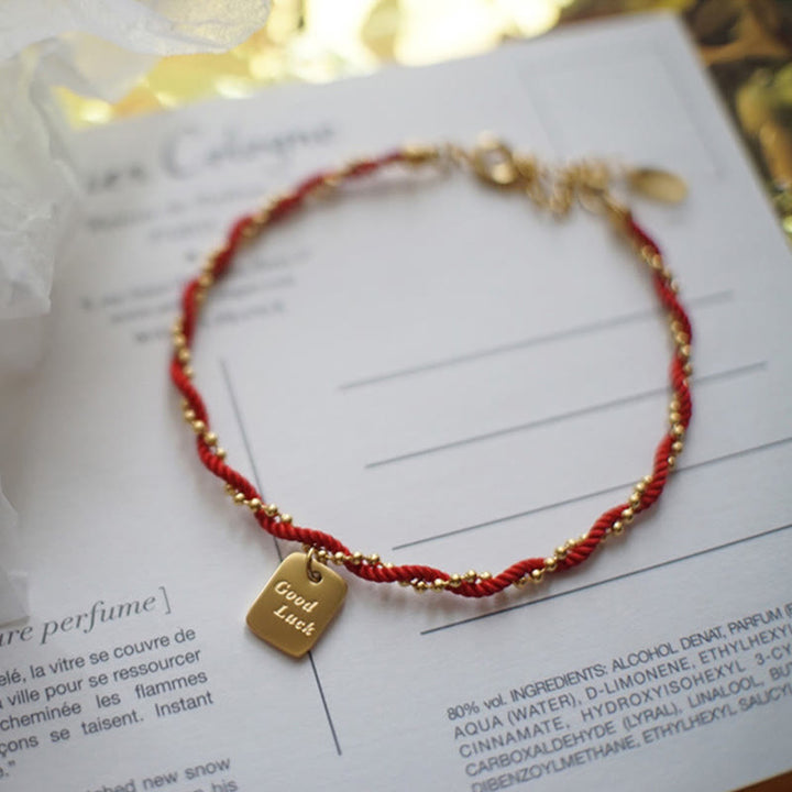 Buddha Stones Red String Gold Plated Copper Good Luck Strength Bracelet - image 8